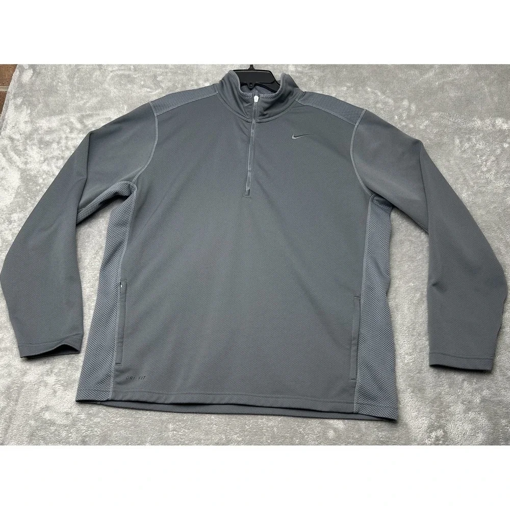 Nike Pullover Men's XL Gray Dri-FIT 1/4 Zip Mock Neck Athletic Performance